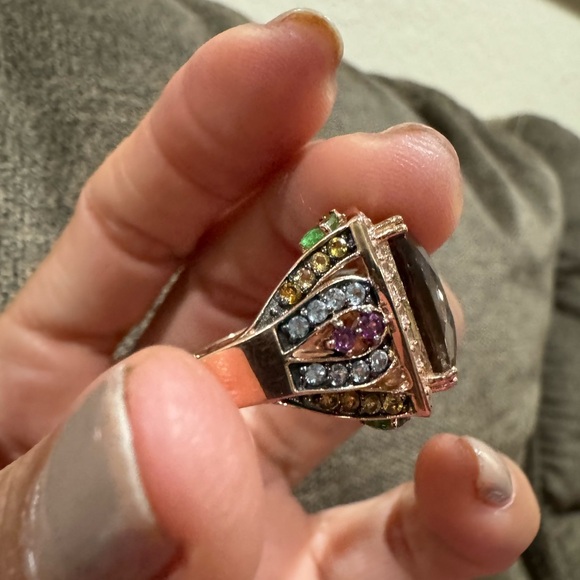 Sold! LeVian,Tsavorite,Rhodolite,Citrine,Smokey Quartz 14K Rose Gold Ring 7.5 - Picture 12 of 14